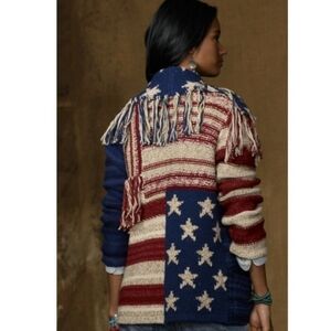 Rare Denim & Supply Ralph Lauren Patriotic American Flag Fringe Knit Sweater